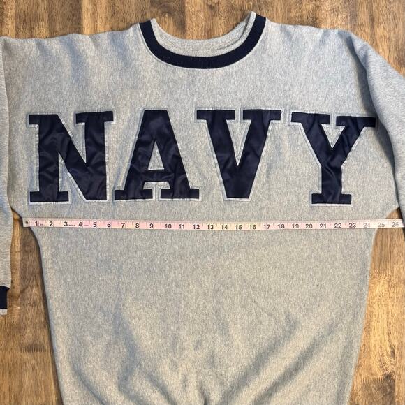 US Navy VTG Gear For Sports Oversized Twill Embroidered Sweatshirt Gray Unisex L - Picture 4 of 9